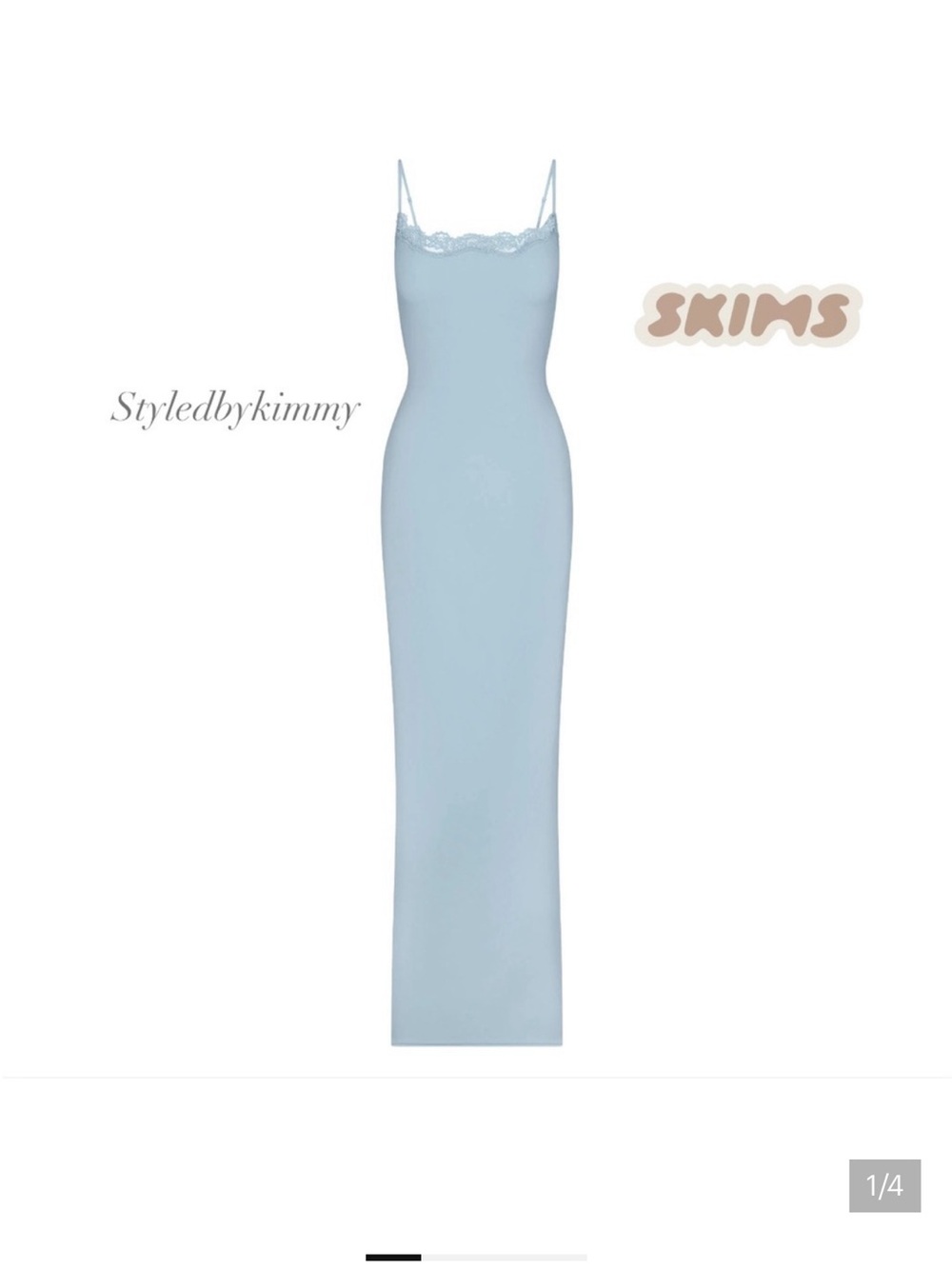 SKIMS Fits Everybody Lace Long Slip Dress | Denim XS NWT New